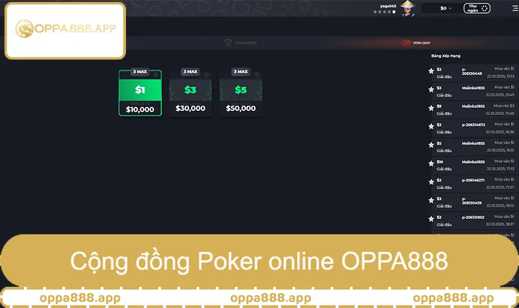 Cộng đồng Poker online OPPA888 lành mạnh