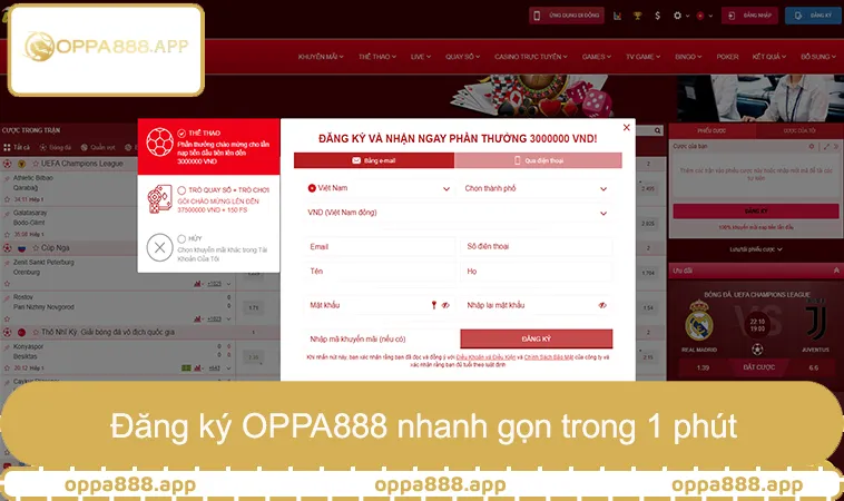 Trang chủ 19 Đăng ký OPPA888 nhanh gọn trong 1 phút