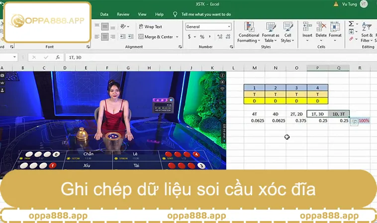 Ghi chép dữ liệu soi cầu xóc đĩa bằng bảng Excel