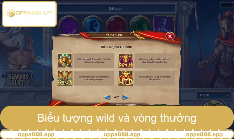 Jackpot OPPA888 biểu tượng wild và vòng thưởng