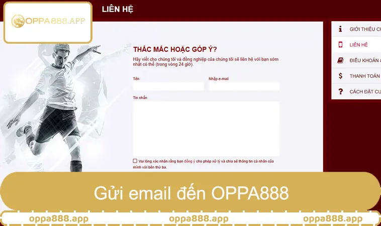 Người chơi gửi email đến support@oppa888.app để xác minh tài khoản